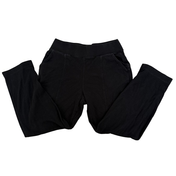 Pact Pants - Pact Organic Cotton Black High Rise Split Hem Crop Pants‎ Womens Medium
